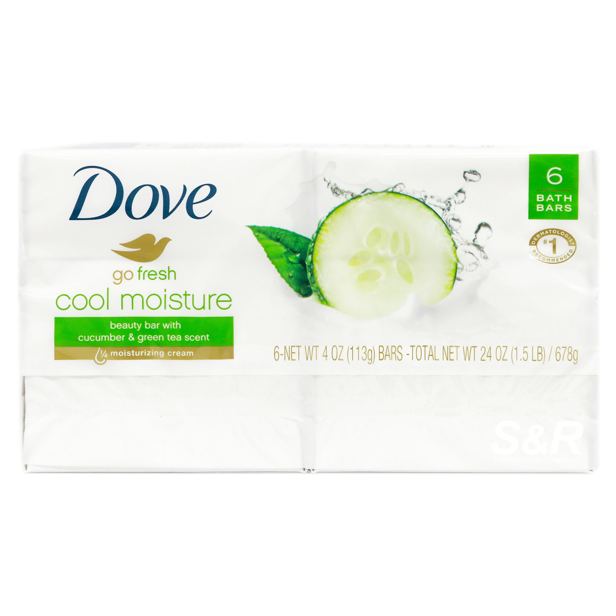 Dove Go Fresh Cool Moisture Cucumber and Green Tea Scent Beauty Bar 6pcs